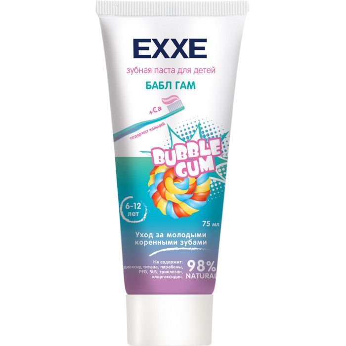 фото упаковки Exxe Зубная паста детская с кальцием Бабл гам