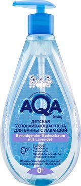 фото упаковки AQA baby пена для ванны детская успокаивающая, с лавандой, 400 мл, 1 шт. фото упаковки AQA baby пена для ванны детская успокаивающая