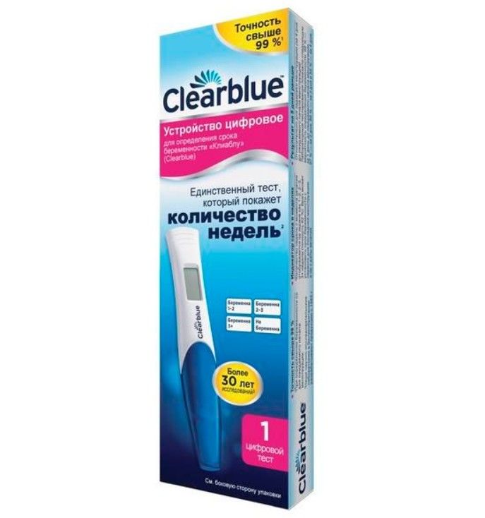 фото упаковки ClearBlue Тест на беременность цифровой, с индикатором срока беременности, 1 шт. фото упаковки ClearBlue Тест на беременность цифровой