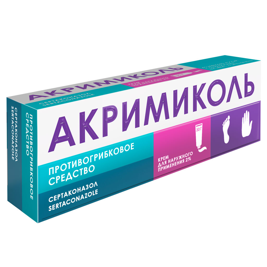 Акримиколь, 2%, крем для наружного применения, 30 г, 1 шт.