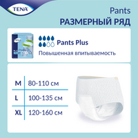 Подгузники-трусы для взрослых Tena Pants Plus, XL, 120-160 см, 12 шт.