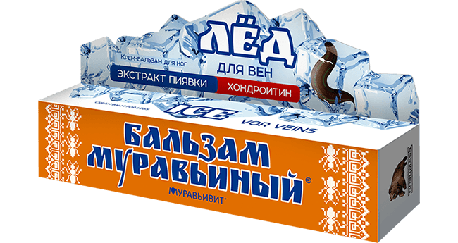фото упаковки Муравьивит Лёд Крем-бальзам для ног экстракт пиявки хондроитин