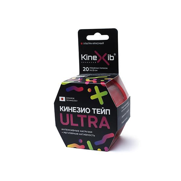 Kinexib Ultra Тейп кинезио восстанавливающий, 5х500см, 20 отрывных полосок по 25см, красный, 1 шт.
