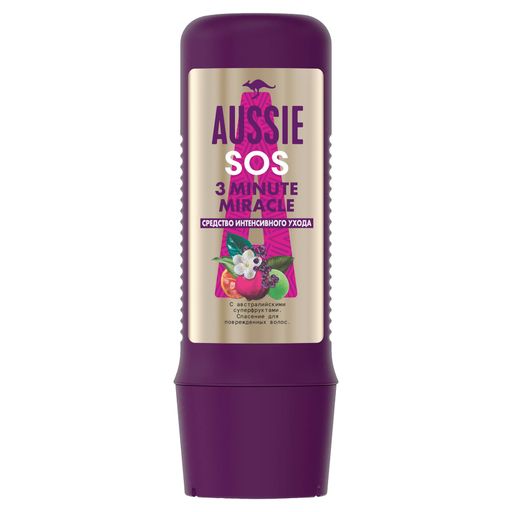Aussie SOS 3 Minute Miracle Средство интенсивного ухода, для поврежденных волос, 225 мл, 1 шт.