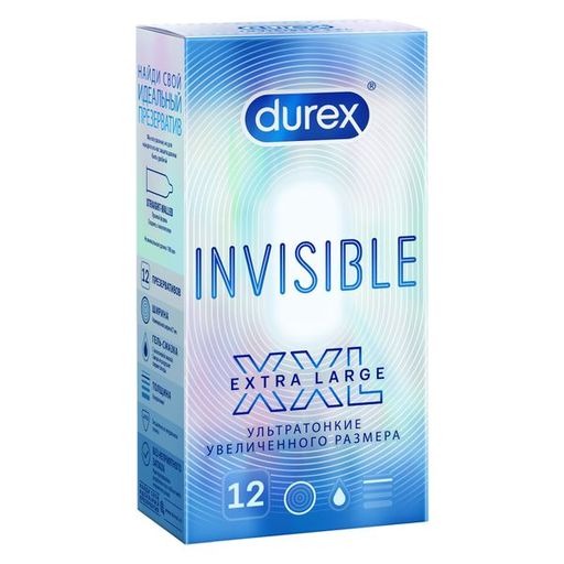 Презервативы Durex Invisible XXL, презервативы, 12 шт.