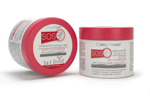 Compliment SOS+ Крем-баттер для рук и тела, крем, Эксперт восстановления, 300 мл, 1 шт.